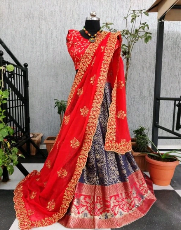 ABHISARIKA VOGUISH Embroidered Banarsi Women Lehenga - Free Size, Semi Stitched, Pack of1